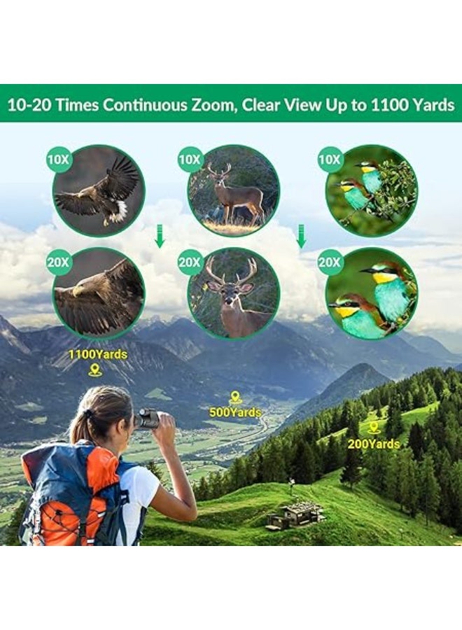 APEXEL 10-20 x 50 Optical Zoom Monocular Telescope, Professional Powerful High Visibility Monocular for Adults with BAK4 Prisms and FMC Lenses, Lightweight Monocular for Birdwatching, Hunting, Camping - Image 4